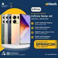 Infinix Note 40 8GB-256GB | 1 Year Warranty | PTA Approved | Monthly Installments By ALLTECH Upto 12 Months