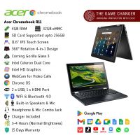 Acer Chromebook R11 | 11.6 Inch Touch Screen | 360 Rotation | 4GB RAM | 32GB eMMC | 256GB SD Card Supported | 15 Days Warranty - Used