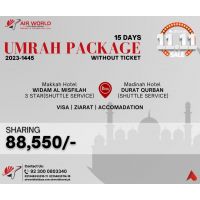 UMRAH PACKAGE-01 15 DAYS SHARING WITHOUT TICKET