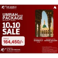 UMRAH PACKAGE-02 20 DAYS TRIPLE WITHOUT TICKET