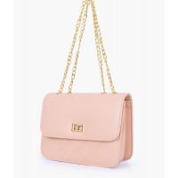 RTW Creation - Baby pink quilted chain cross-body bag