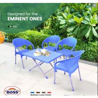 Boss LUNA RATTAN 4 CHAIR BP-676 WITH BP-214 SQUARE STEEL PLASTIC FOLDING TABLE Free Delivery | On Installment