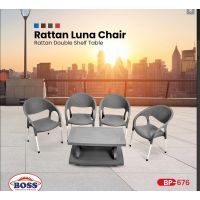 Boss LUNA RATTAN 6 CHAIR BP-676 WITH BP-335 VISTA RATTAN DOUBLE SHELF TABLE Free Delivery | On Installment