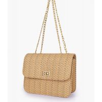 RTW Creation - Brown woven chain cross-body bag