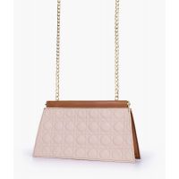 RTW Creation - Brown quilted evening clutch with snap closure