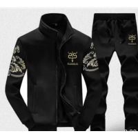 Black Track Suit With Stylish Printed Sleeves For Men