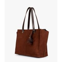 RTW Creation - Dark brown suede over the shoulder tote bag