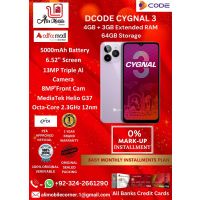 DCODE CYGNAL 3 (4GB + 3GB EXTENDED RAM & 64GB ROM) On Easy Monthly Installments By ALI's Mobile