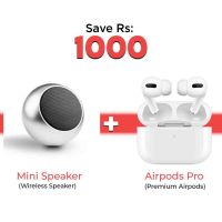 Airpods Pro – White | Master Copy | Japanese Version | California Design + Rechargeable Bluetooth Mini Speaker M3 - ON INSTALLMENT