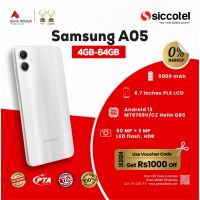 Samsung A05 4GB-64GB | 1 Year Warranty | PTA Approved | Monthly Installment By Siccotel Upto 12 Months