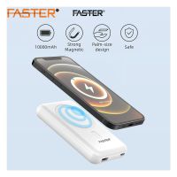 FASTER MS-10, 18W POWER BANK 10000MAH, FAST CHARGING POWERBANK, WIRELESS PORTABLE CHARGING FOR IPHONE AND TYPE C FAST CABLE INCLUDED - ON INSTALLMENT