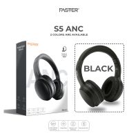 FASTER S5 ANC Over-Ear Wireless Headphones with Active Noise Canceling Feature Plus Hi-Res Audio Stereo and Deep Bass Sound (Black) - ON INSTALLMENT