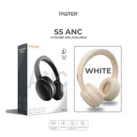 FASTER S5 ANC Over-Ear Wireless Headphones with Active Noise Canceling Plus Hi-Res Audio Stereo and Deep Bass Sound (White) - Premier Banking