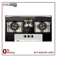 Nasgas DG-222 BK Steel Top Built In Hob Autoignition non stick paint coated On Installments By OnestopMall