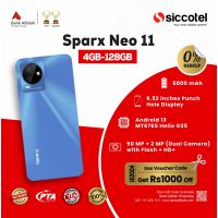 Sparx Neo 11 4GB-128GB | 1 Year Warranty | PTA Approved | Monthly Installment By Siccotel Upto 12 Months