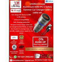 1HORA Circular Aluminium+ABS+PC U Safety Hammer Car Charger+USB-C cable set （box package) GAR116 Black On Easy Monthly Installments By ALI's Mobile