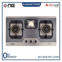 Nasgas DG-345 BK steel top 2 Master Size Burners Auto Ignition Non Stick On Installments