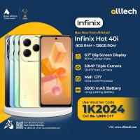 Infinix Hot 40i 4GB-128GB | 1 Year Warranty | PTA Approved | Monthly Installments By ALLTECH Upto 12 Months