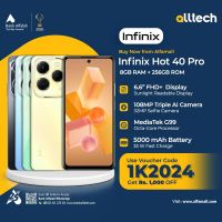 Infinix Hot 40 Pro 8GB-256GB | ONE YEAR WARRANTY | PTA APPROVED | BY ALLTECH UPTO 12 MONTHLY INSTALLMENT-Black-3 Months (0% Markup)