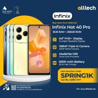 Infinix Hot 40 Pro 8GB-256GB | 1 Year Warranty | PTA Approved | Monthly Installments By ALLTECH Upto 12 Months