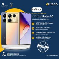 Infinix Note 40 8GB-256GB | 1 Year Warranty | PTA Approved | Non Installments By ALLTECH