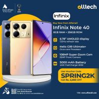 Infinix Note 40 8GB-256GB | 1 Year Warranty | PTA Approved | Monthly Installments By ALLTECH Upto 12 Months