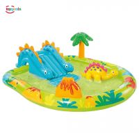 Intex Inflatable Dino Pool With Palm Tree Sprayer, Mini Slide For Kids (79x67x21) 57444 with Free Delivery on Installment by SPark Technologies