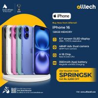 iPhone 16 128GB | 1 Year Warranty | PTA Approved | Monthly Installments By ALLTECH Up to 09 Months