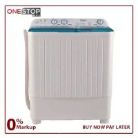 Haier HWM-80 AS Semi Automatic Twin Tub Washing Machine 8 Kg White Green On Installments By OnestopMall