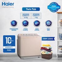 Haier HWM-120 AS 12Kg Top Load Twin Tub Semi-Automatic Washing Machine with Official Warranty On 12 Months Installments At 0% Markup