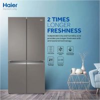 Haier HRF-678 TGG Side By Side T-Door Refrigerator 22 Cubic Feet With Official Warranty On 12 Months Installments At 0% Markup