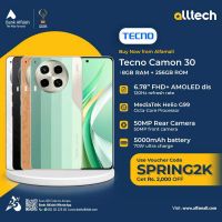 Tecno Camon 30 8GB-256GB | 1 Year Warranty | PTA Approved | Monthly Installments By ALLTECH Up to 12 Months