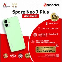 Sparx Neo 7 Plus 4GB-64GB | 1 Year Warranty | PTA Approved | Monthly Installment By Siccotel Upto 12 Months