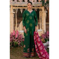 Cross Stitch 3 Pcs Embroidered Unstitched lawn Opulent Green