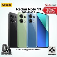 Redmi Note 13 08GB+256GB PTA Approved with One Year Official Warranty on Installments