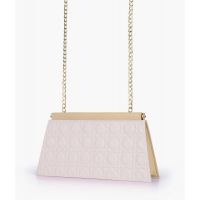 RTW Creation - Off-white quilted evening clutch with snap closure