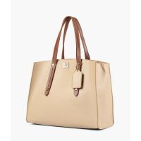 RTW Creation - Off-white with brown multi compartment satchel bag