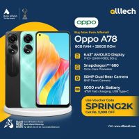 Oppo A78 8GB-256GB | 1 Year Warranty | PTA Approved | Monthly Installments By ALLTECH Upto 12 Months