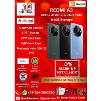 REDMI A3 (4GB + 4GB EXTENDED RAM 64GB ROM) On Easy Monthly Installments By ALI's Mobile