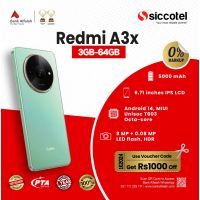 Redmi A3x 3GB-64GB | 1 Year Warranty | PTA Approved | Monthly Installment By Siccotel Upto 12 Months