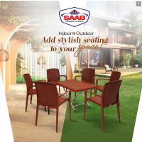 SAAB LEXUS JHONY Pack of 6 SAAB SP-624 WITH RATTAN TOP TABLE SET Free Delivery | On Installment