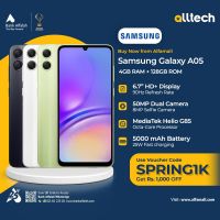 Samsung A05 4GB-128GB | 1 Year Warranty | PTA Approved | Monthly Installments By ALLTECH Upto 12 Months