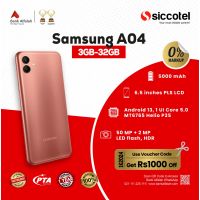 Samsung A04 3GB-32GB | 1 Year Warranty | PTA Approved | Monthly Installment By Siccotel Upto 12 Months