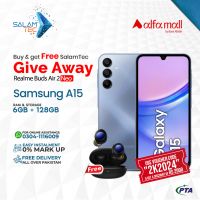 Samsung Galaxy A15 6GB RAM 128GB Storage On Easy Installments (12 Months) with 1 Year Brand Warranty & PTA Approved With Giveaways by SALAMTEC & BEST PRICES