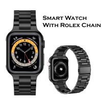 2024 New Series 9 Pro Max Smart Watch With Rolex Chain +1 Free Silicon Strap (Black) - ON INSTALLMENT