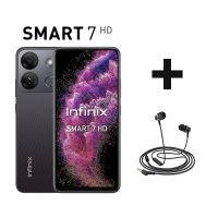 Infinix Smart 7 HD - 64GB ROM - 2+2GB RAM - Ink Black - (Installments) + Free Handsfree
