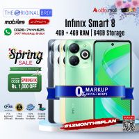 Infinix Smart 8 | 4GB + 4GB RAM | 64GB Storage | PTA Approved (Official) | 1 Year Warranty | Installments Upto 12 Months - The Original Bro Mobiles