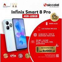 Infinix Smart 8 Pro 4GB-128GB | 1 Year Warranty | PTA Approved | Monthly Installment By Siccotel Upto 12 Months