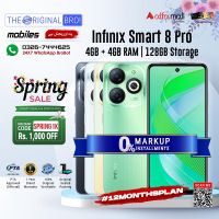 Infinix Smart 8 Pro | 4GB RAM | 128GB Storage | PTA Approved (Official) | 1 Year Warranty | Installments Upto 12 Months - The Original Bro Mobiles