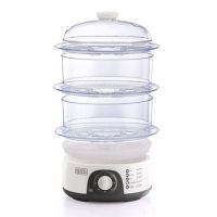Black & Decker - 3 Tier Food Steamer With 3 Tiers for cooking, Dishwasher safe White - HS6000 (SNS) - INSTALLMENT